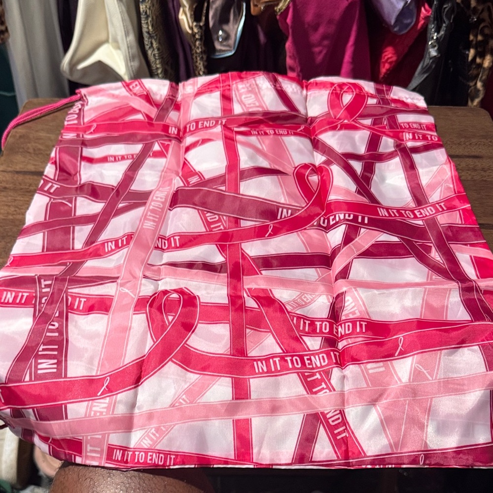Avon Pink Ribbon Breast cancer Drawstring Bag